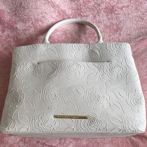White Betsy Johnson Floral-Embossed Tote Bag